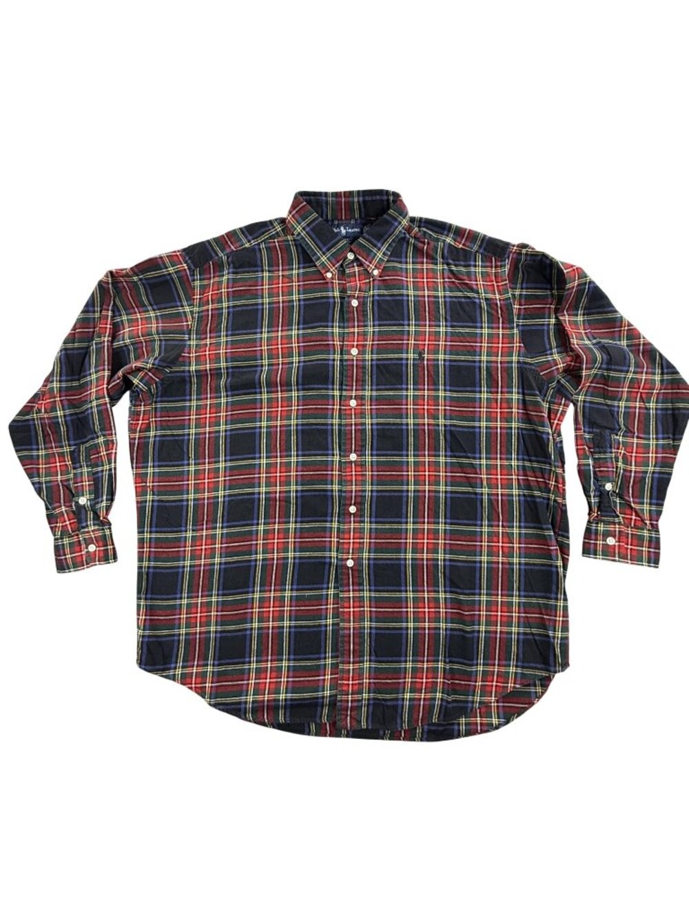 Vintage Ralph Lauren Shirt Mens Large Red Green Plaid Flannel Button Down Blake